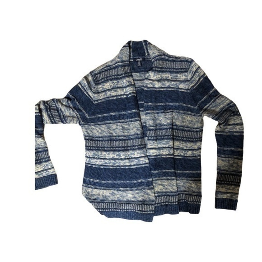 Chaps cardigan size large blue and cream colored